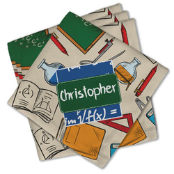 Math Lesson Cloth Cocktail Napkins - Set of 4 w/ Name or Text