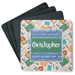 Math Lesson Square Rubber Backed Coasters - Set of 4 (Personalized)