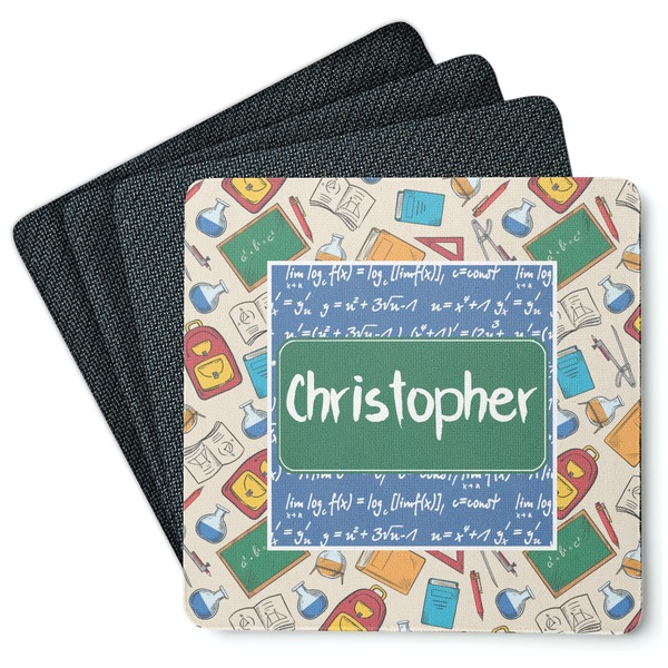 Custom Math Lesson Square Rubber Backed Coasters - Set of 4 (Personalized)