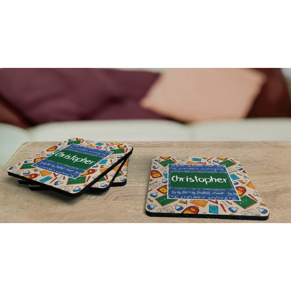 Math Lesson Coaster Rubber Back - On Coffee Table