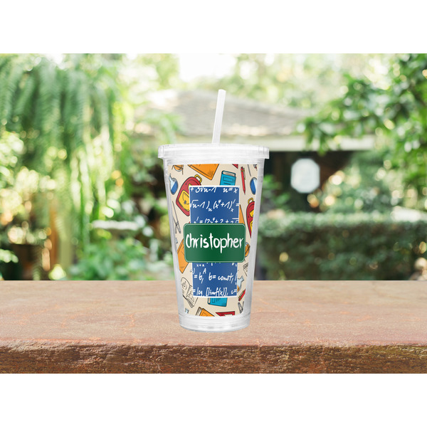 Math Lesson Double Wall Tumbler with Straw Lifestyle