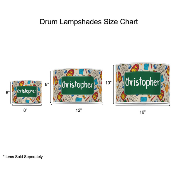 Math Lesson Drum Lampshades - Sizing Chart