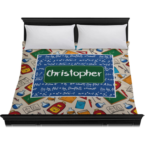 Math Lesson Duvet Cover - King - On Bed - No Prop