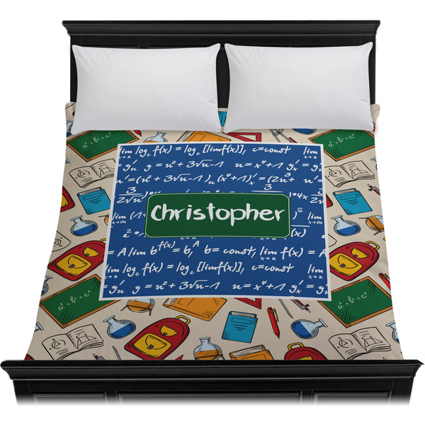 Math Lesson Duvet Cover - Queen - On Bed - No Prop