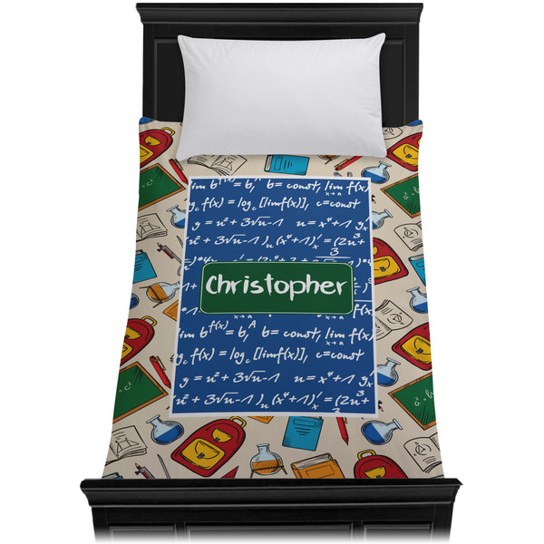 Math Lesson Duvet Cover - Twin - On Bed - No Prop