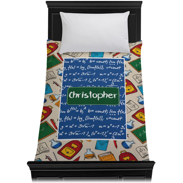 Math Lesson Duvet Cover - Twin XL - On Bed - No Prop