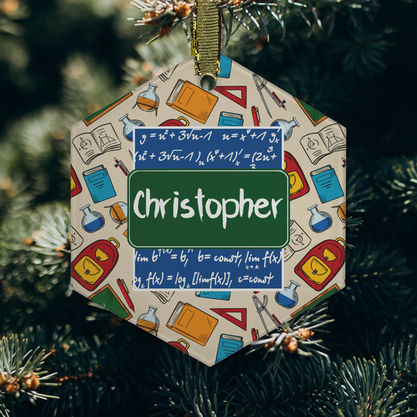 Math Lesson Frosted Glass Ornament - Hexagon (Lifestyle)