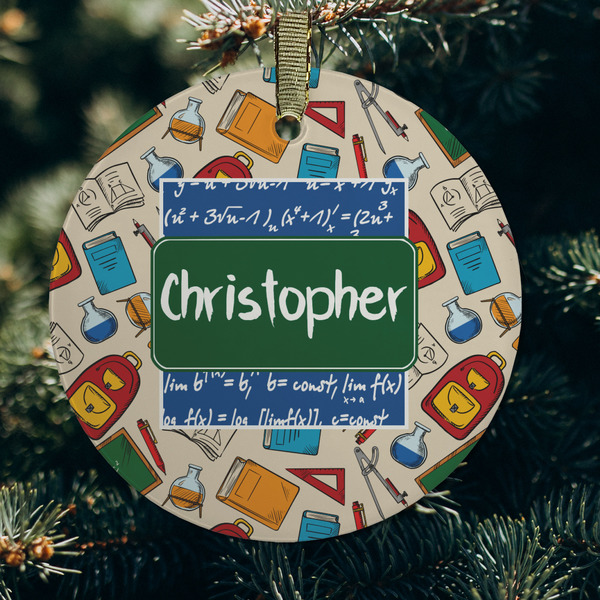 Math Lesson Frosted Glass Ornament - Round (Lifestyle)