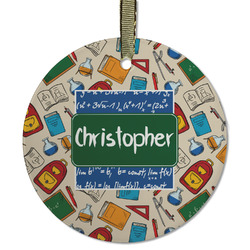 Math Lesson Flat Glass Ornament - Round w/ Name or Text