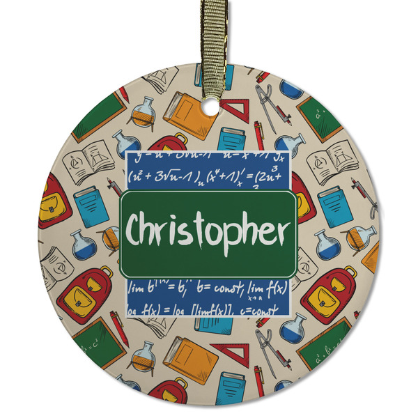 Custom Math Lesson Flat Glass Ornament - Round w/ Name or Text