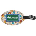 Math Lesson Genuine Leather Oval Luggage Tag (Personalized)
