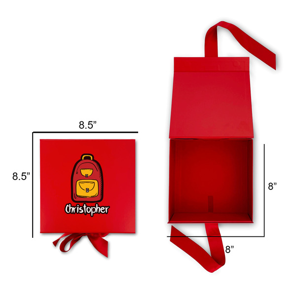 Math Lesson Gift Boxes with Magnetic Lid - Red - Open & Closed
