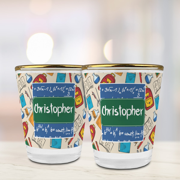 Math Lesson Glass Shot Glass - with gold rim - LIFESTYLE