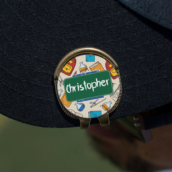 Math Lesson Golf Ball Marker Hat Clip - Gold - On Hat