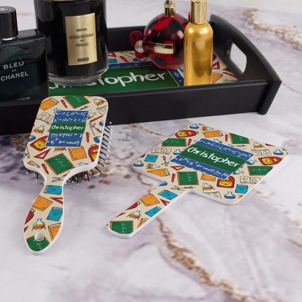 Math Lesson Hair Brush and Hand Mirror - Bathroom Scene