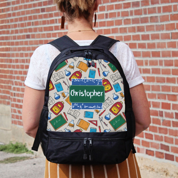 Math Lesson Large Backpack - Black - On Back