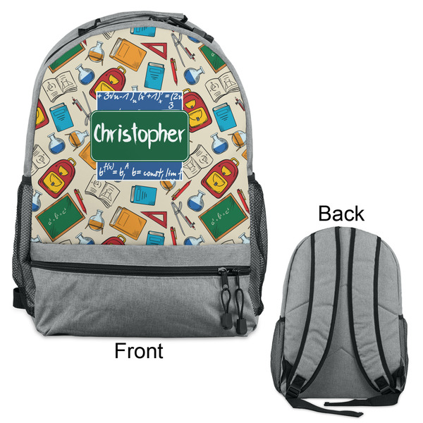Math Lesson Large Backpack - Gray - Front & Back View