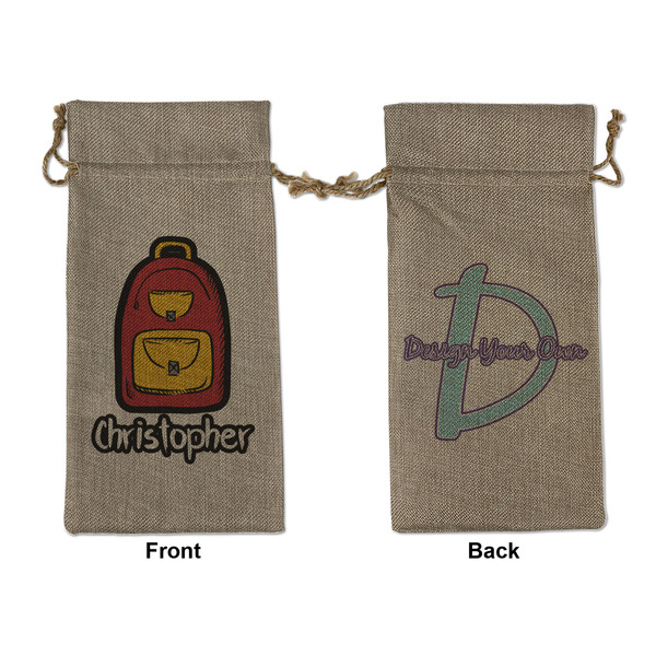 Custom Math Lesson Large Burlap Gift Bag - Front & Back (Personalized)