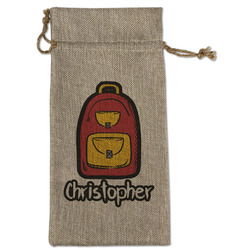 Math Lesson Large Burlap Gift Bag - Front (Personalized)
