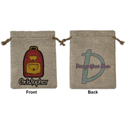 Math Lesson Medium Burlap Gift Bag - Front & Back (Personalized)