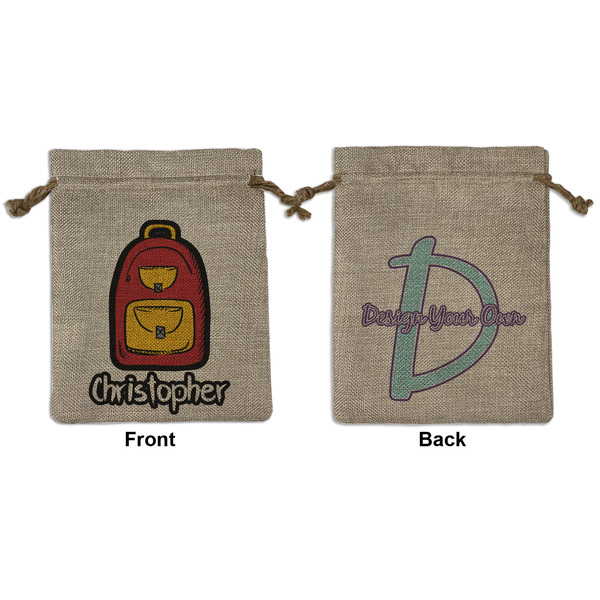 Custom Math Lesson Medium Burlap Gift Bag - Front & Back (Personalized)