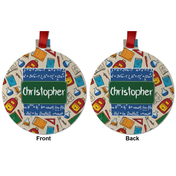 Math Lesson Metal Ball Ornament - Front and Back