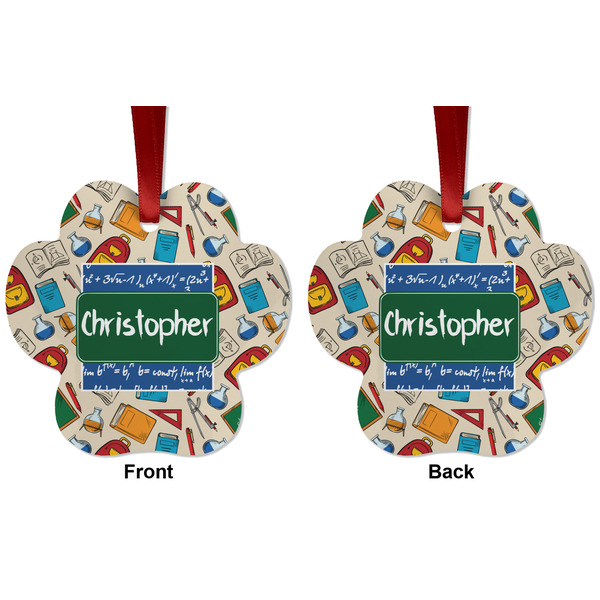 Math Lesson Metal Paw Ornament - Front and Back