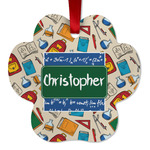 Math Lesson Metal Paw Ornament - Double Sided w/ Name or Text