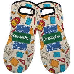 Math Lesson Neoprene Oven Mitts - Set of 2 w/ Name or Text