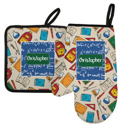 Math Lesson Left Oven Mitt & Pot Holder Set w/ Name or Text