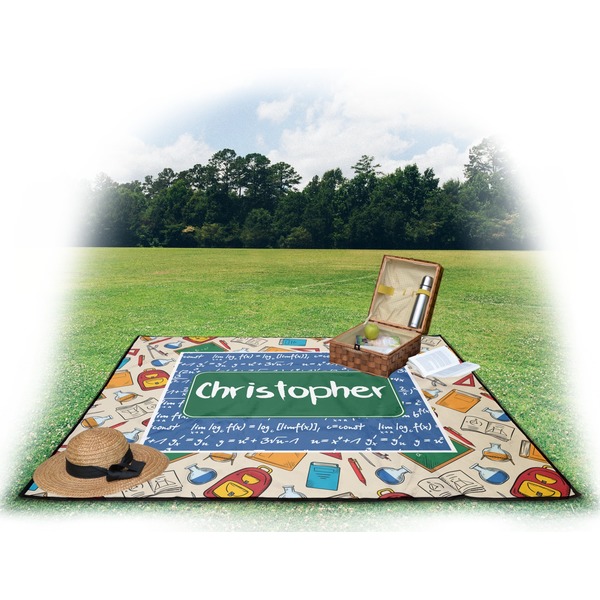 Math Lesson Picnic Blanket - with Basket Hat and Book - in Use