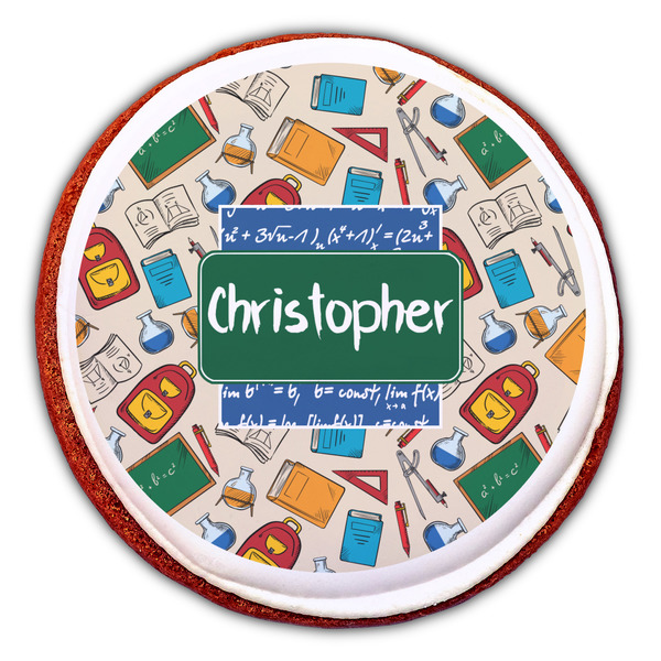 Math Lesson Printed Icing Circle - Large - On Cookie