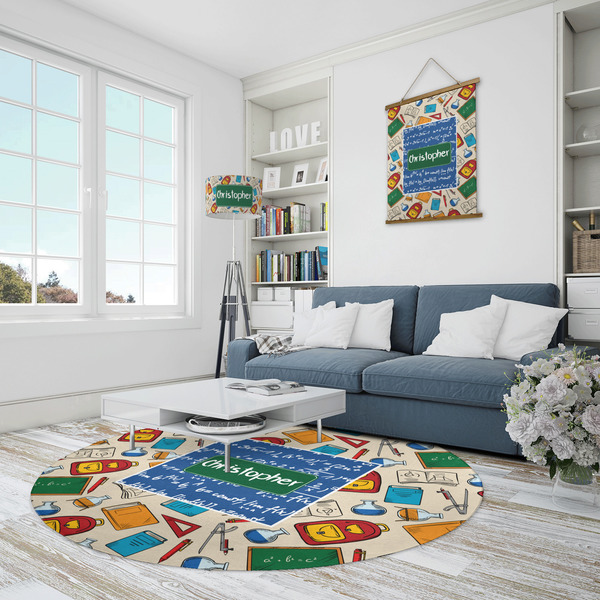 Math Lesson Round Area Rug - IN CONTEXT