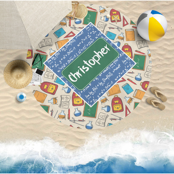 Math Lesson Round Beach Towel Lifestyle