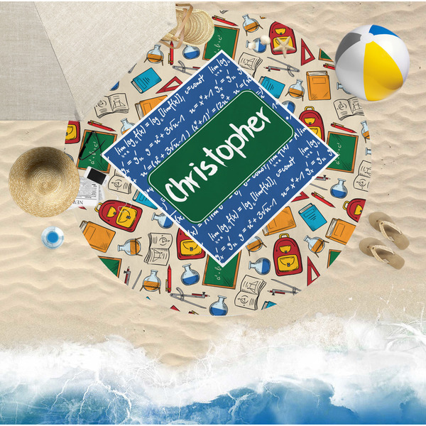 Math Lesson Round Beach Towel Lifestyle