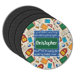 Math Lesson Round Rubber Backed Coasters - Set of 4 (Personalized)
