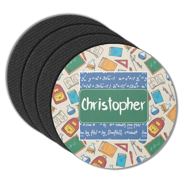 Custom Math Lesson Round Rubber Backed Coasters - Set of 4 (Personalized)