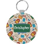 Math Lesson Round Plastic Keychain (Personalized)