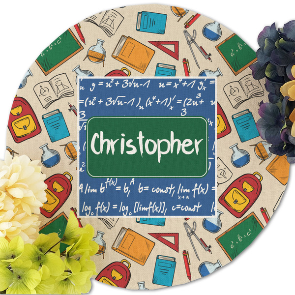 Math Lesson Round Linen Placemats - Front (w flowers)