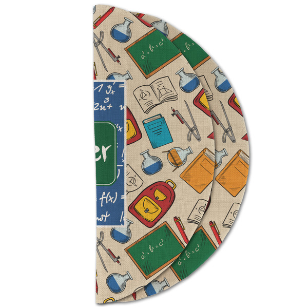 Math Lesson Round Linen Placemats - HALF FOLDED (double sided)