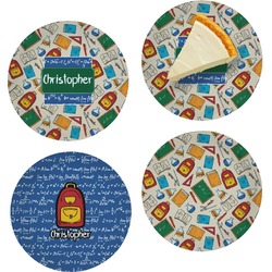 Math Lesson Set of 4 Glass Appetizer / Dessert Plate 8" (Personalized)