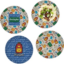 Math Lesson Set of 4 Glass Lunch / Dinner Plate 10" (Personalized)