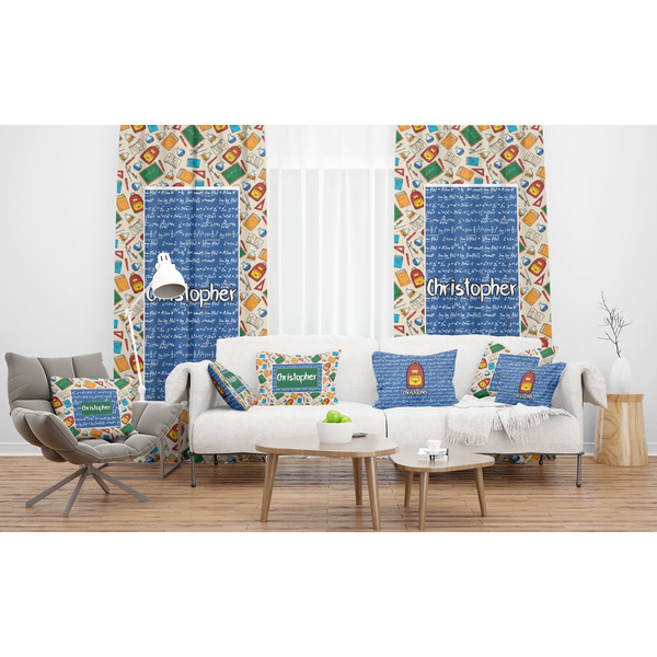 Math Lesson Sheer and Custom Curtains in Room with Matching Pillows