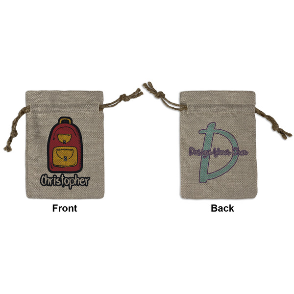 Custom Math Lesson Small Burlap Gift Bag - Front & Back (Personalized)