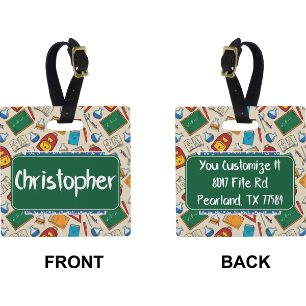 Math Lesson Square Luggage Tag (Front + Back)