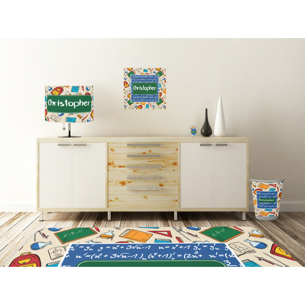 Math Lesson Square Wall Decal Wooden Desk