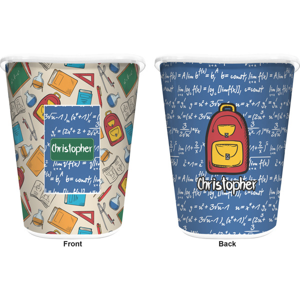 Math Lesson Trash Can White - Front and Back - Apvl