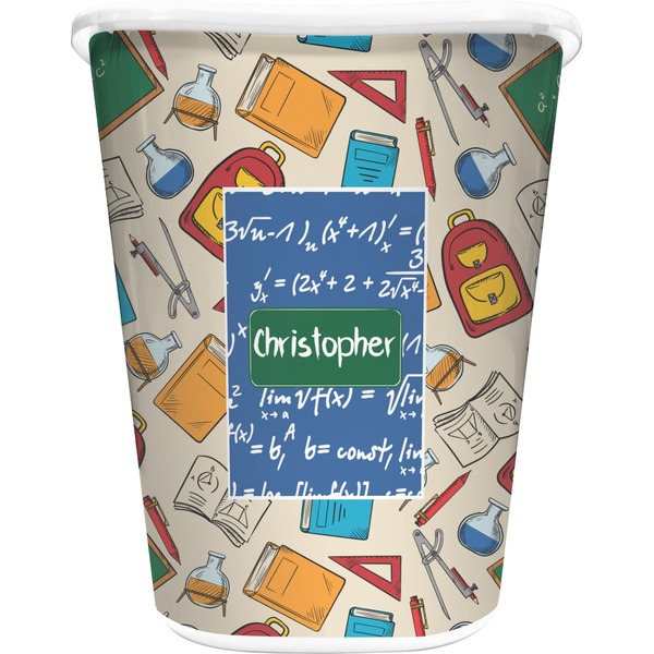 Custom Math Lesson Waste Basket - Double Sided (White) (Personalized)