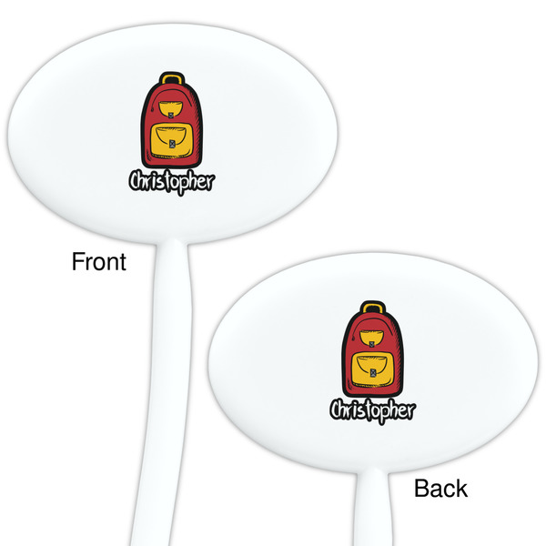 Math Lesson White Plastic 7" Stir Stick - Double Sided - Oval - Front & Back