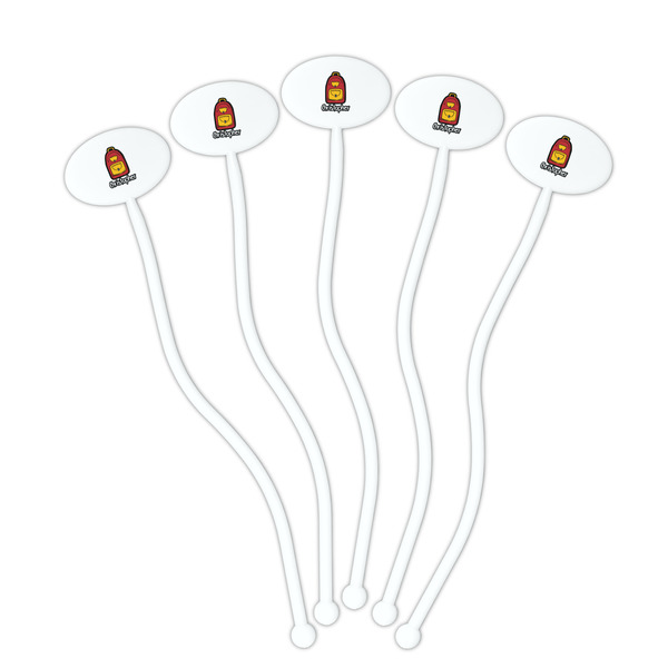 Math Lesson White Plastic 7" Stir Stick - Oval - Fan